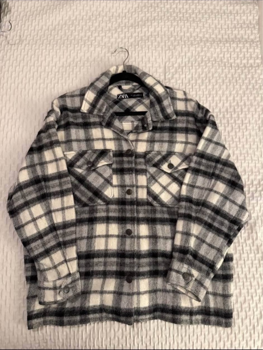 Black & White Plaid Shacket Jacket
